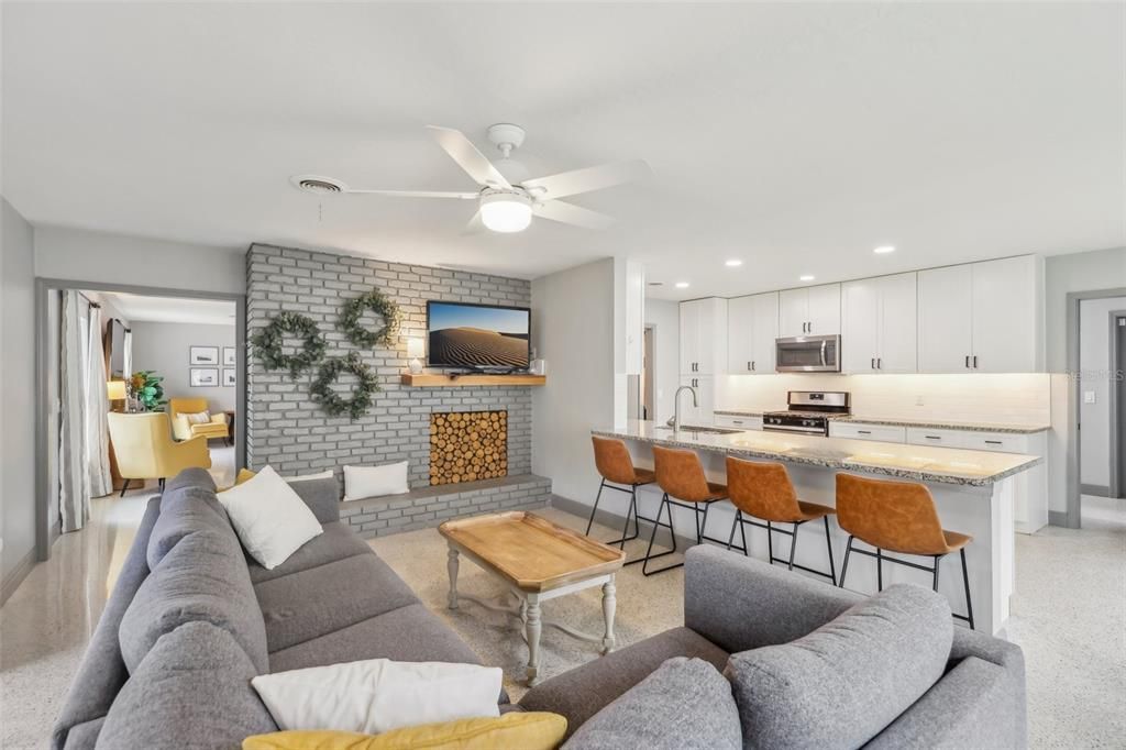 Family room with view into the living room