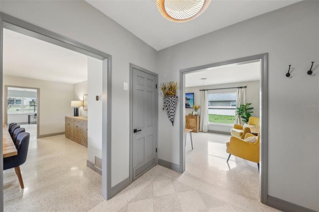 Front entrance with view into the dining and living rooms