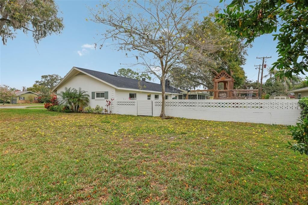 Side view of the large corner lot