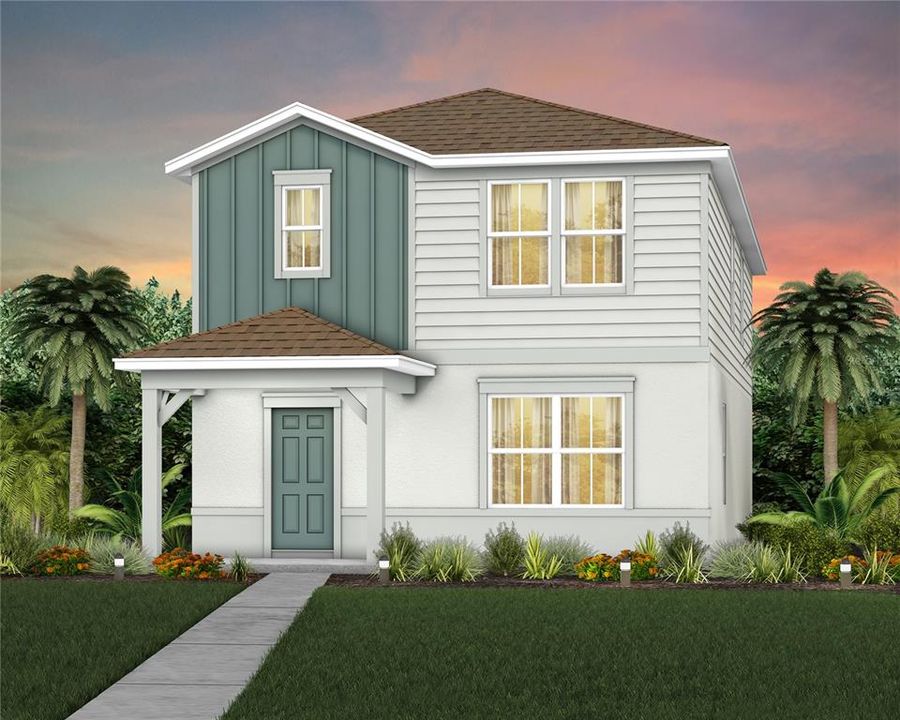 Exterior Design. Artistic rendering for this new construction home. Pictures are for illustrative purposes only. Elevations, colors and options may vary.