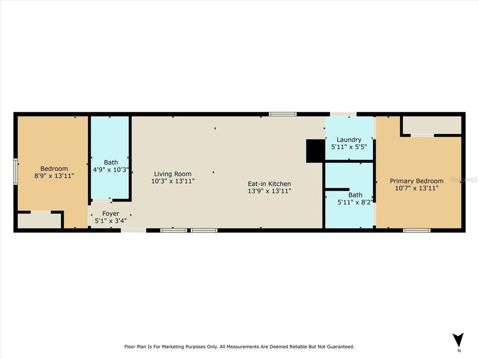 For Sale: $185,000 (2 beds, 2 baths, 840 Square Feet)