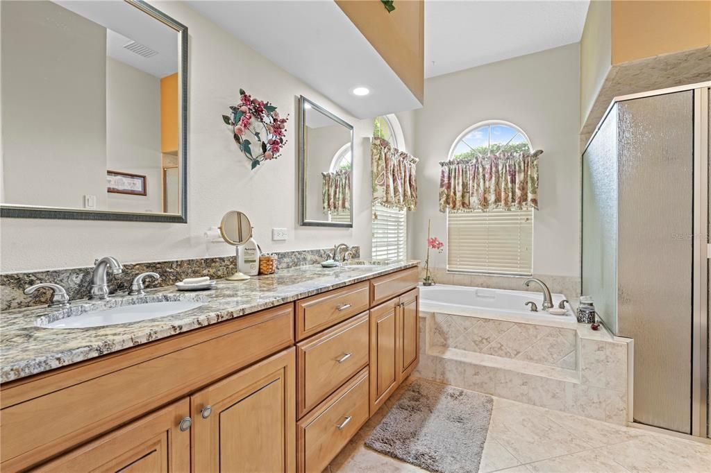 Dual Sinks, Jetted Tub & Step-in Shower