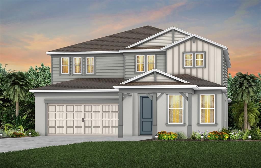 Exterior Design. Artistic rendering for this new construction home. Pictures are for illustrative purposes only. Elevations, colors and options may vary.