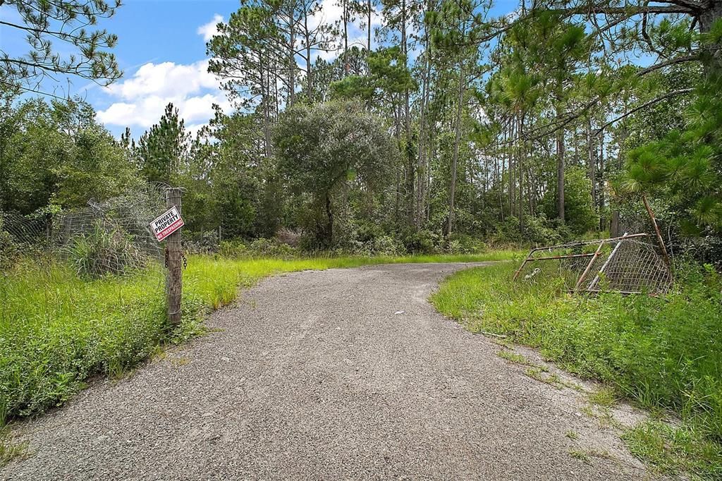 driveway leading back to where the manufactured home was.
