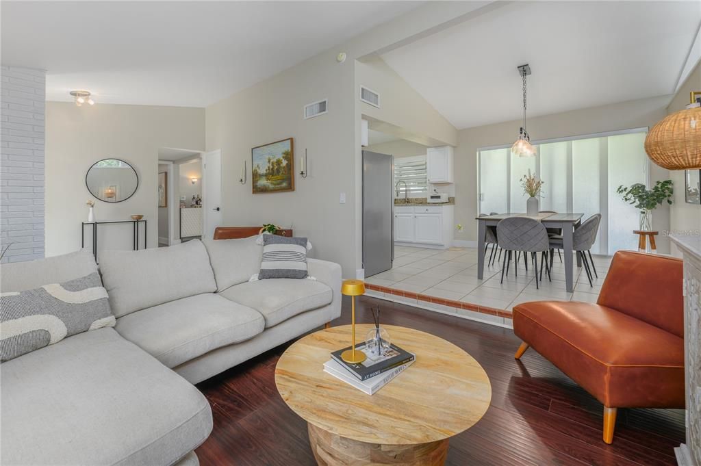Living Room flows into dining room