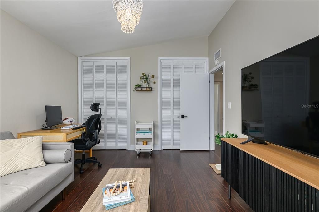 Secondary bedroom with two oversized closets.