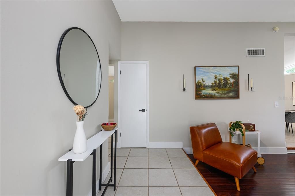 Foyer opens to the living room. Coat closet.