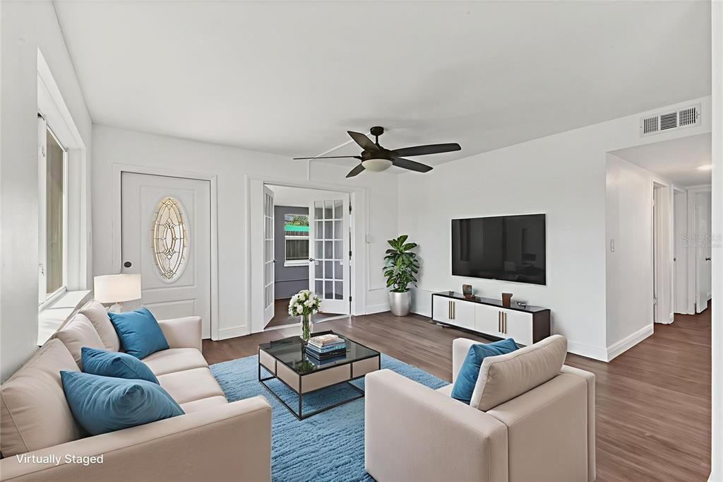 living room virtually staged