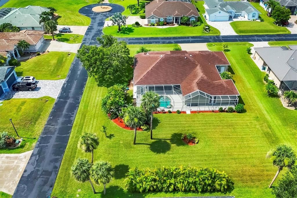 OVERHEAD OF HOME AND PROPERTY BEAUTIFULLY LANDSCAPED