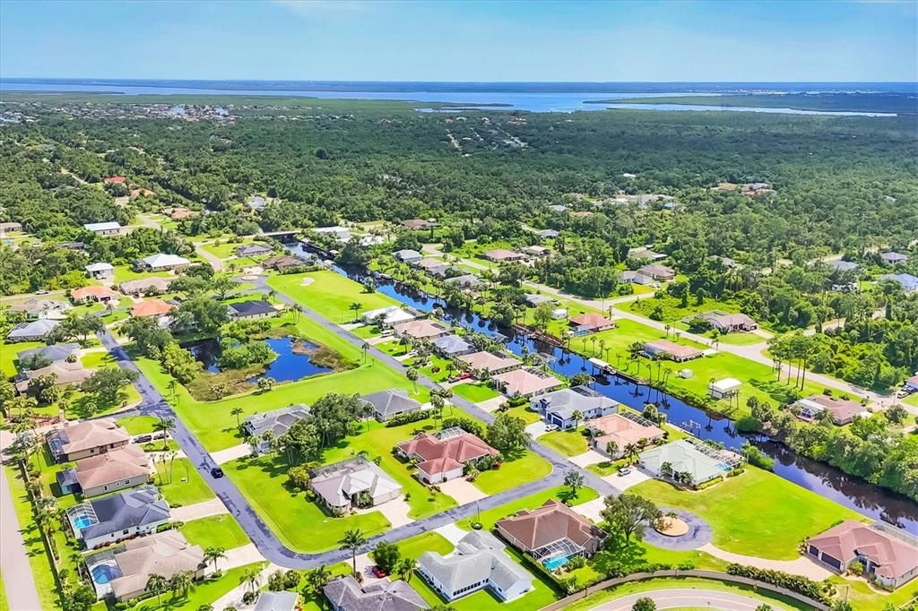 AERIAL VIEW OF SMALL, CLOSE KNIT COMMUNITY