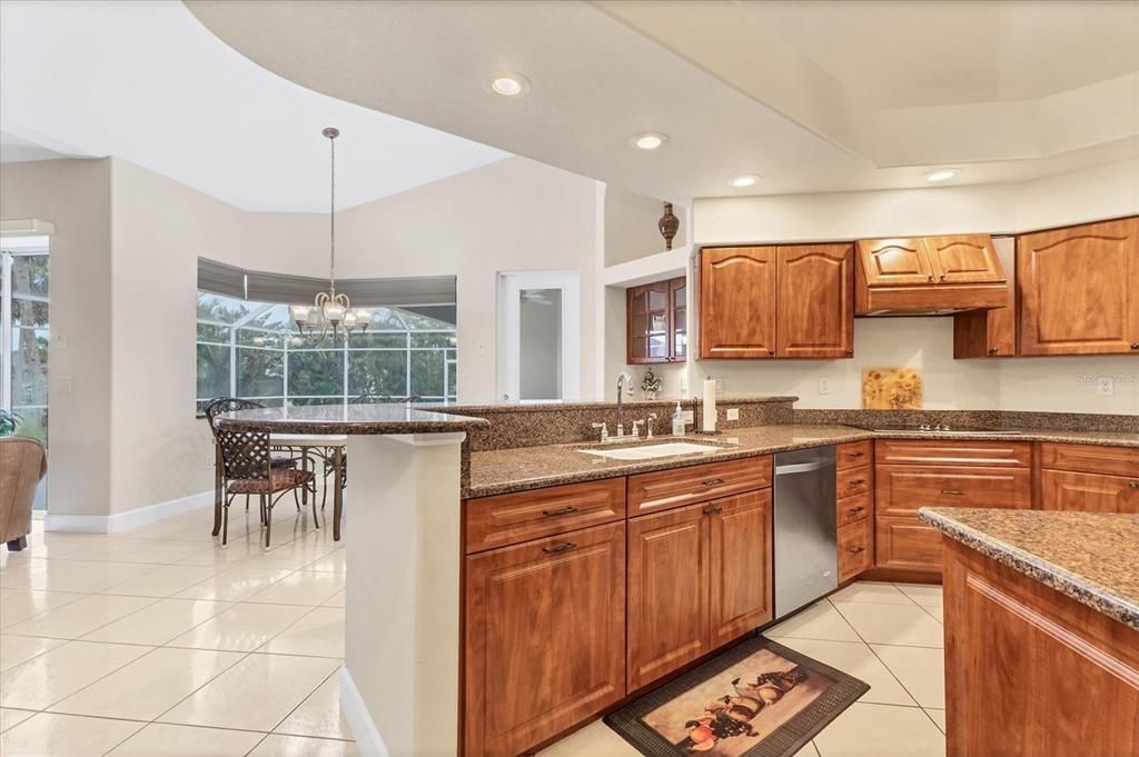 VIEW OF BREAKFAST NOOK FROM KITCHEN ISLAND