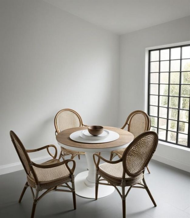 Photo includes reality renovation and/or staging to showcase the possibility of the dining. Design services included with purchase!