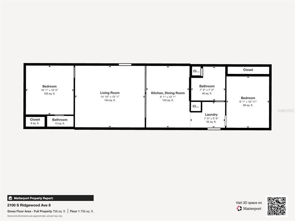 For Sale: $119,900 (2 beds, 1 baths, 784 Square Feet)
