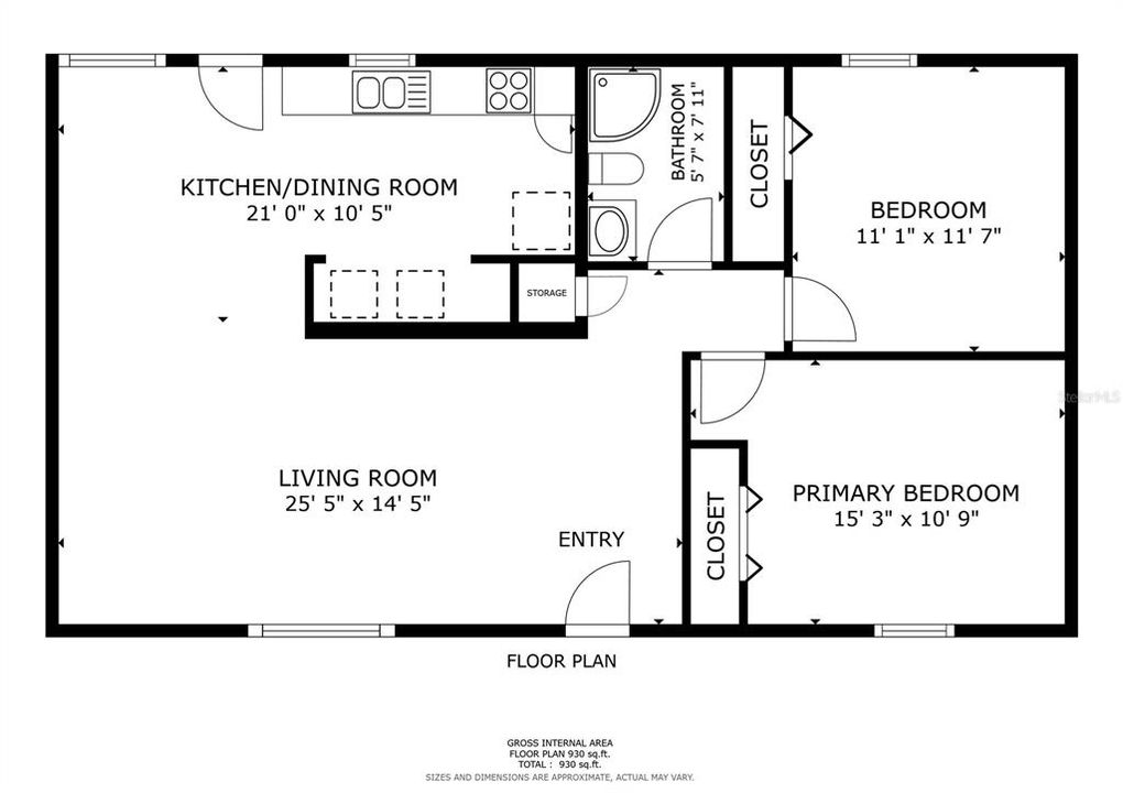 На продажу: $164,000 (2 спален, 1 ванн, 1008 Квадратных фут)