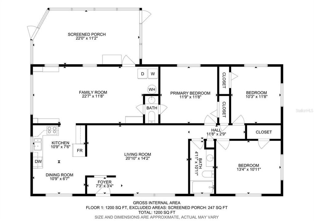 Active With Contract: $250,000 (3 beds, 1 baths, 1192 Square Feet)