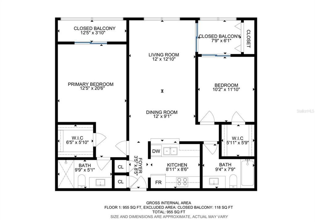 For Sale: $184,000 (2 beds, 2 baths, 955 Square Feet)