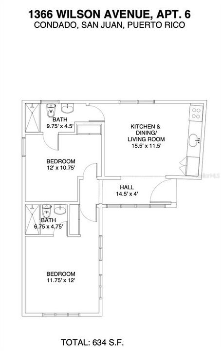 For Rent: $2,900 (2 beds, 2 baths, 634 Square Feet)