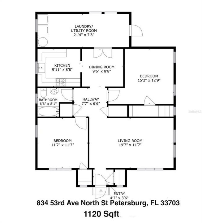 Active With Contract: $300,000 (2 beds, 1 baths, 1120 Square Feet)