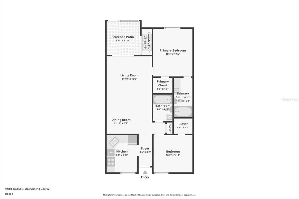 На продажу: $179,000 (2 спален, 2 ванн, 810 Квадратных фут)
