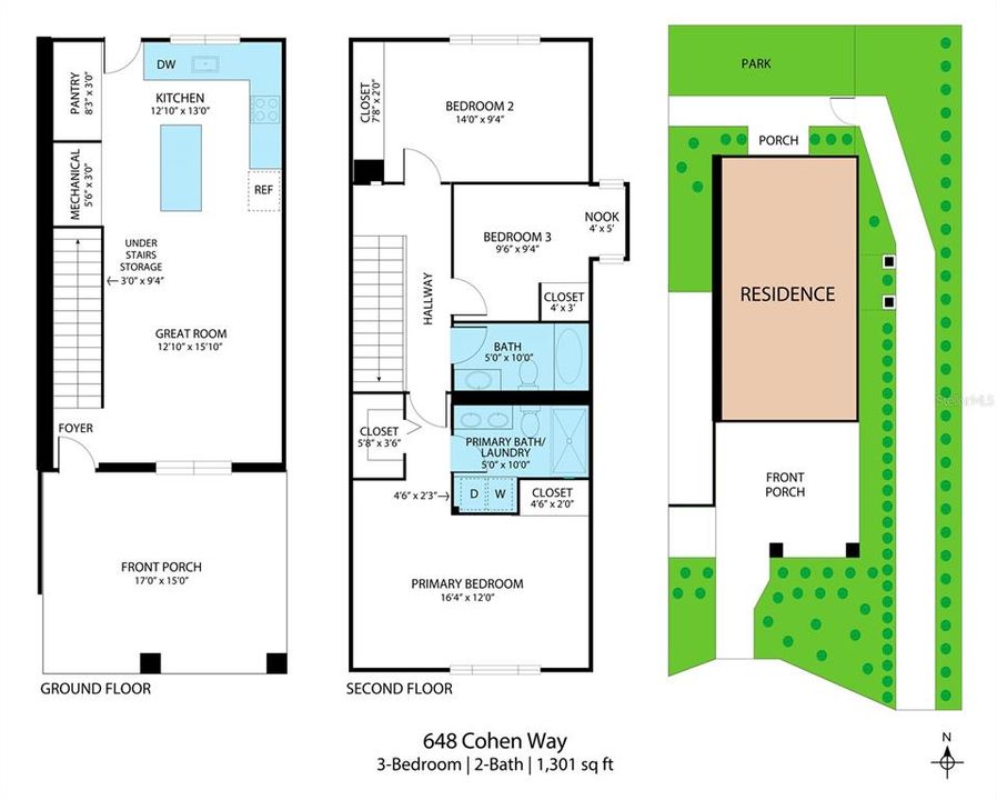 待售: $519,900 (3 贝兹, 2 浴室, 1301 平方英尺)