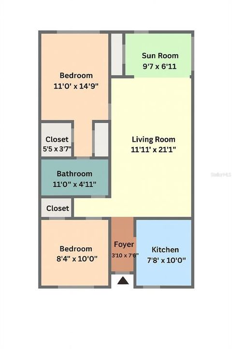 For Sale: $187,500 (2 beds, 1 baths, 875 Square Feet)