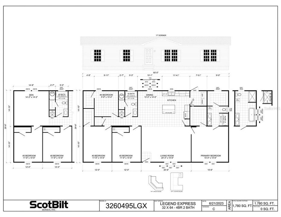 На продажу: $295,000 (4 спален, 2 ванн, 1780 Квадратных фут)