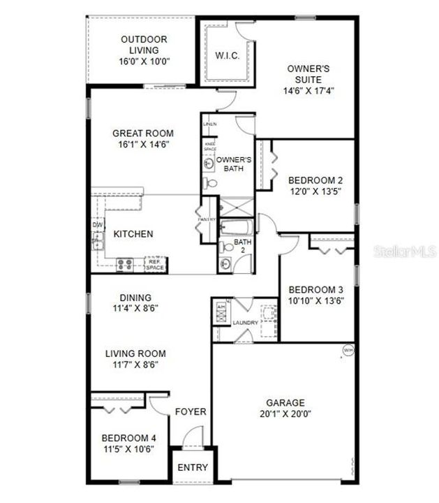 Activo con contrato: $319,990 (4 camas, 2 baños, 2104 Pies cuadrados)