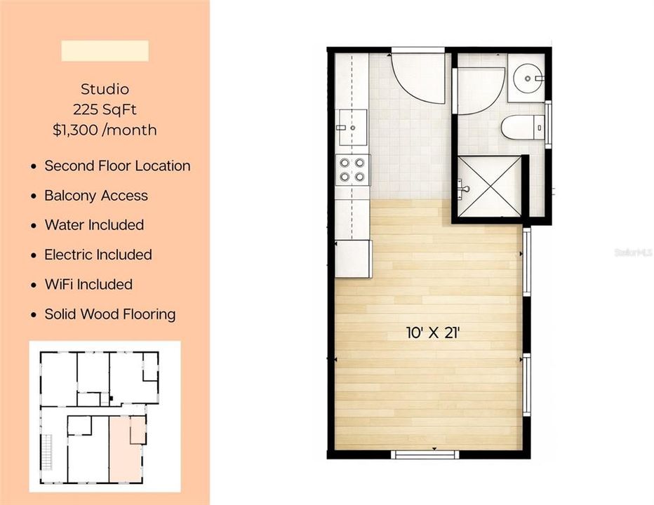 Active With Contract: $1,300 (0 beds, 1 baths, 260 Square Feet)