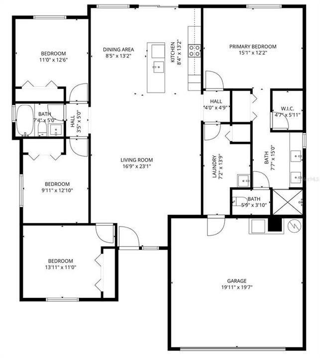 На продажу: $379,000 (4 спален, 2 ванн, 1674 Квадратных фут)
