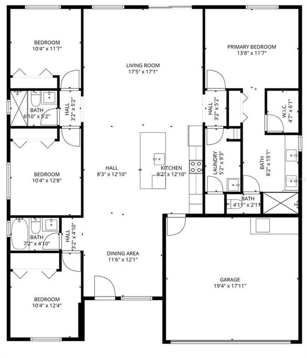 На продажу: $389,000 (4 спален, 3 ванн, 1857 Квадратных фут)