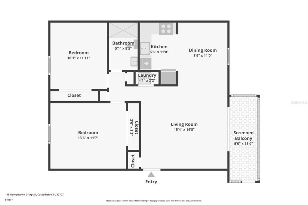 En Venta: $134,500 (2 camas, 1 baños, 891 Pies cuadrados)