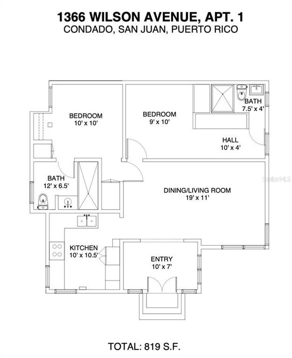 En Renta: $2,950 (2 camas, 2 baños, 819 Pies cuadrados)