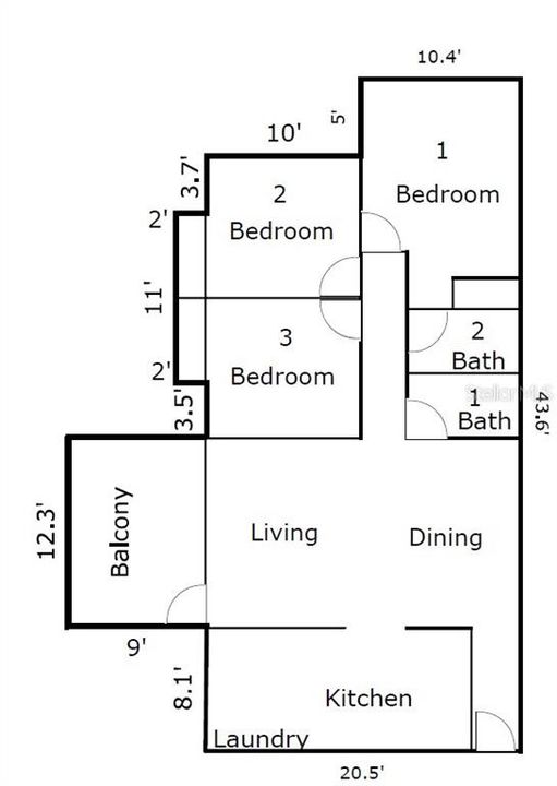 В аренду: $2,100 (3 спален, 2 ванн, 1075 Квадратных фут)