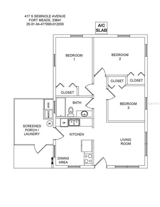 На продажу: $192,950 (3 спален, 1 ванн, 816 Квадратных фут)