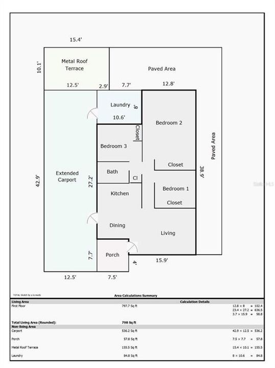 Active With Contract: $172,000 (3 beds, 1 baths, 798 Square Feet)