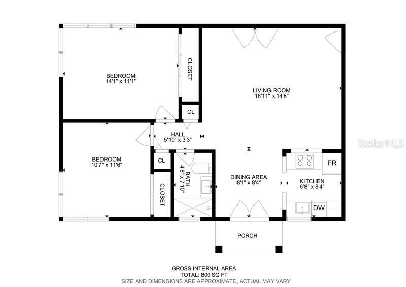 For Sale: $500,000 (2 beds, 1 baths, 815 Square Feet)