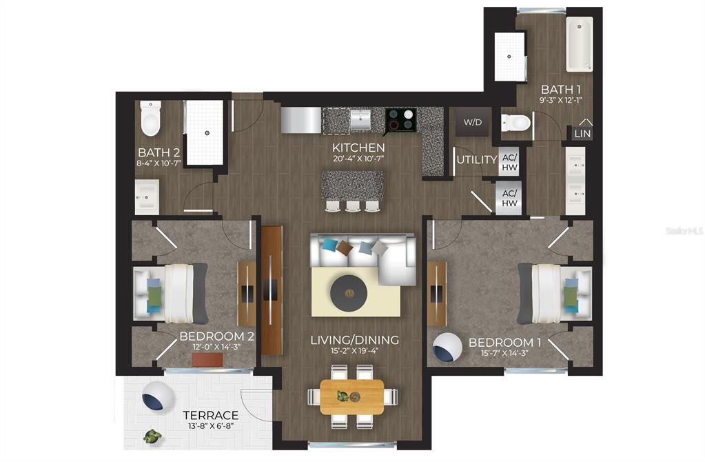 В аренду: $1,980 (2 спален, 2 ванн, 1332 Квадратных фут)