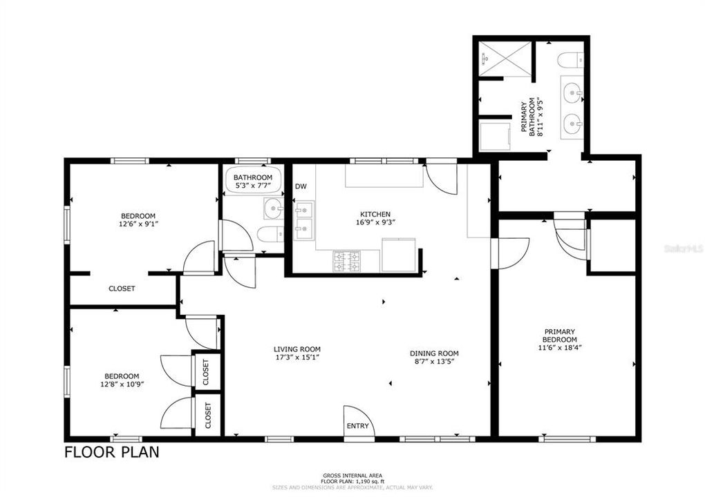 For Sale: $239,999 (3 beds, 2 baths, 1190 Square Feet)