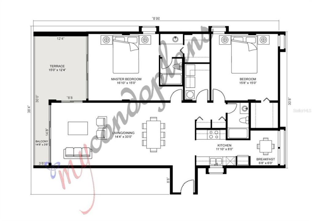 На продажу: $499,900 (2 спален, 2 ванн, 1445 Квадратных фут)