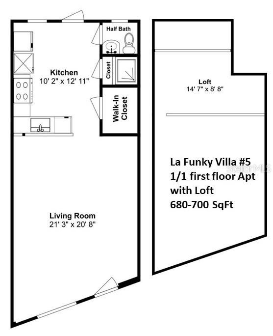 En Renta: $1,930 (1 camas, 1 baños, 680 Pies cuadrados)