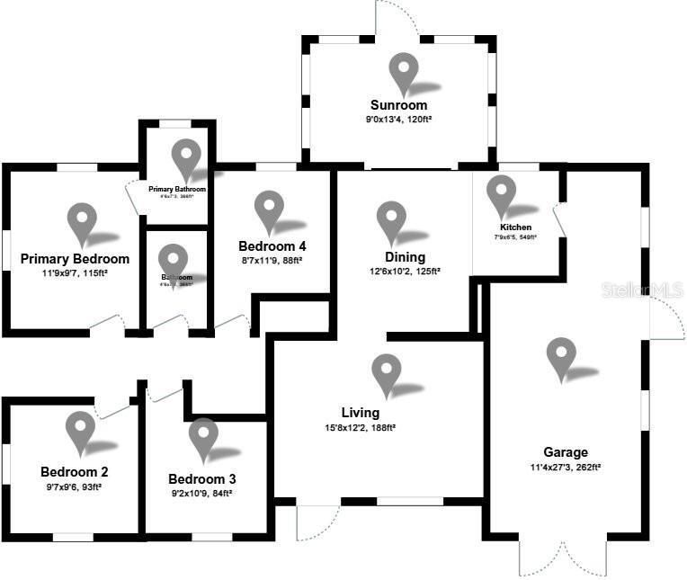Activo con contrato: $329,900 (4 camas, 2 baños, 1213 Pies cuadrados)