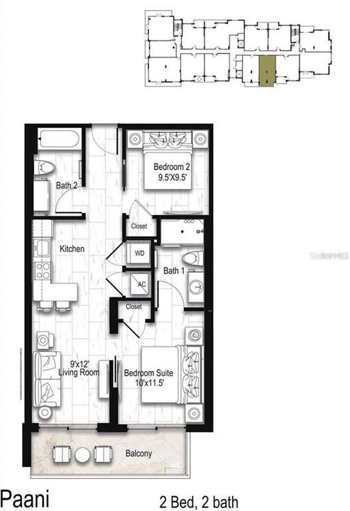Activo con contrato: $823,500 (2 camas, 2 baños, 685 Pies cuadrados)