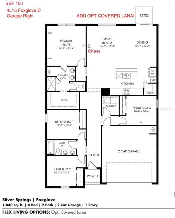 En Venta: $394,000 (4 camas, 2 baños, 1840 Pies cuadrados)