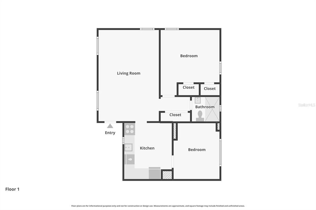 For Sale: $455,000 (2 beds, 1 baths, 635 Square Feet)