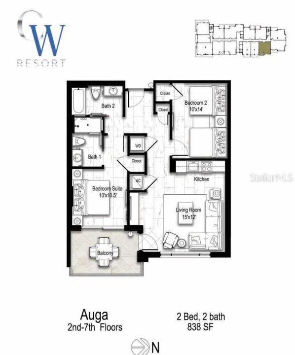 Active With Contract: $946,000 (2 beds, 2 baths, 835 Square Feet)