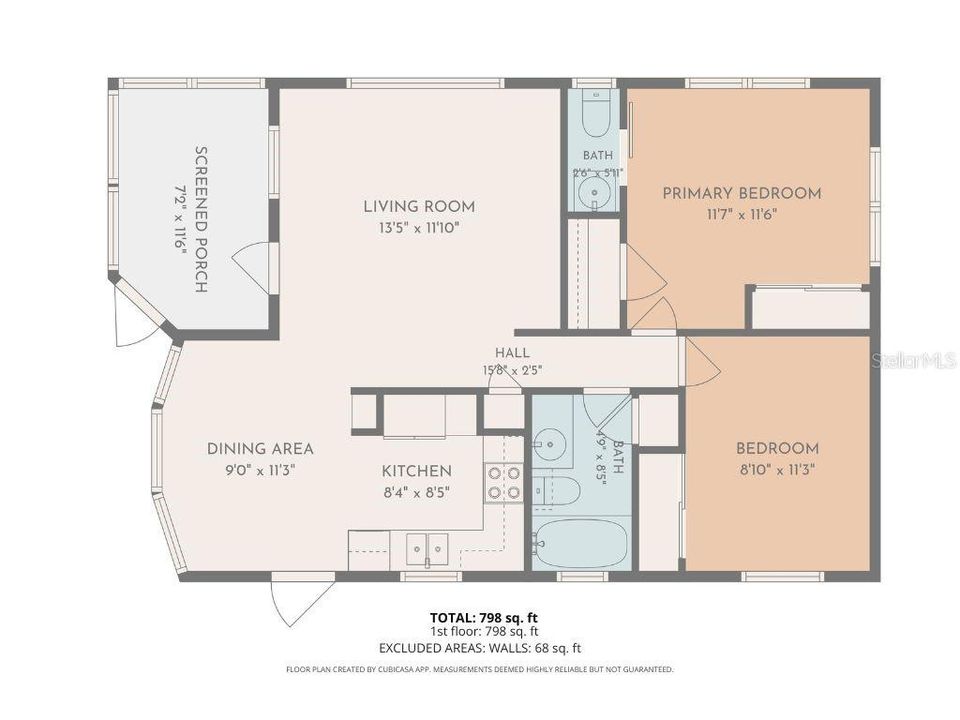For Sale: $99,500 (2 beds, 1 baths, 798 Square Feet)