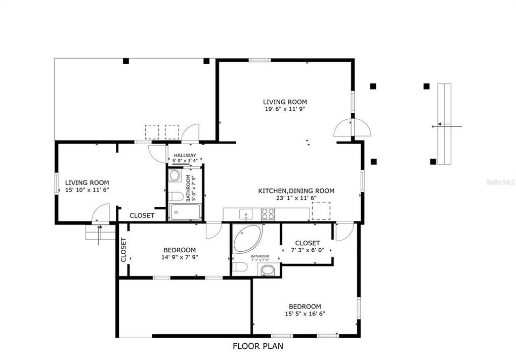 For Rent: $1,800 (2 beds, 1 baths, 1096 Square Feet)