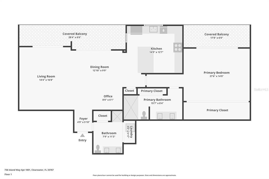 For Sale: $495,000 (1 beds, 2 baths, 1235 Square Feet)