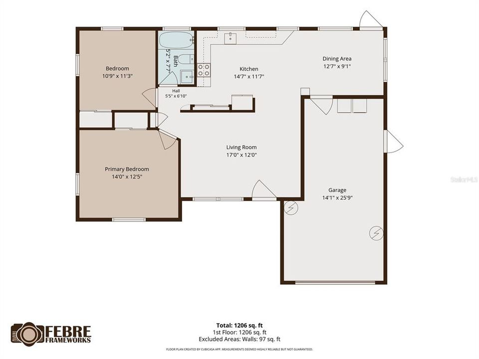 For Sale: $210,000 (2 beds, 1 baths, 975 Square Feet)