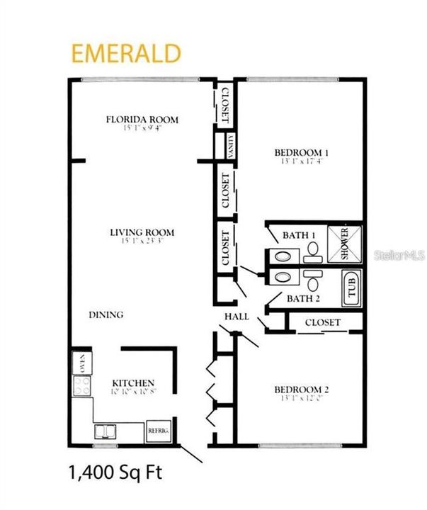 В аренду: $1,600 (2 спален, 2 ванн, 1400 Квадратных фут)